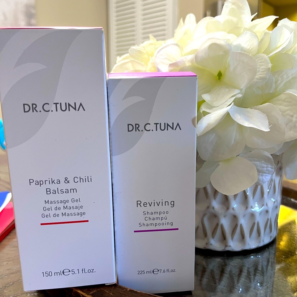 Dr. C. Tuna by Farmasi. Paprika & Chili Balsam Massage Gel AND Reviving Shampoo.